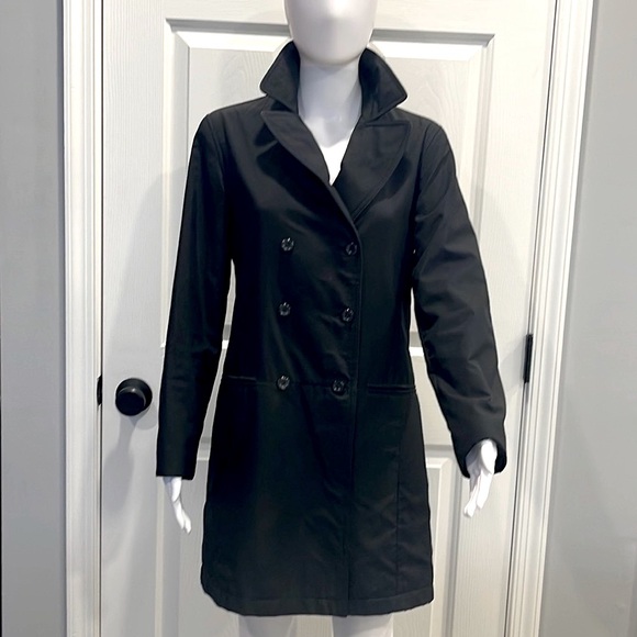 GAP Jackets & Blazers - GAP Vintage Black Double Breasted Trench Waterproof Rain Pea Coat Jacket-Small